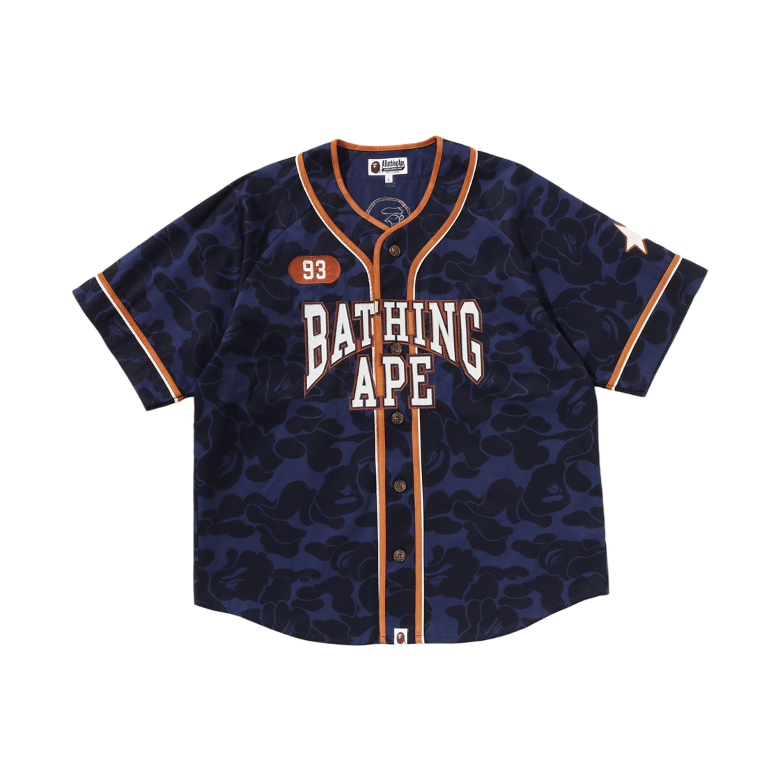베이프 솔리드 카모 멀티 로고 베이스볼 숏슬리브 셔츠 네이비(BAPE Solid Camo Multi Logo Baseball S/S Shirt Navy) - 1