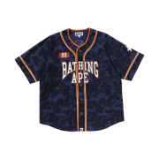 BAPE Solid Camo Multi Logo Baseball S/S Shirt Navy