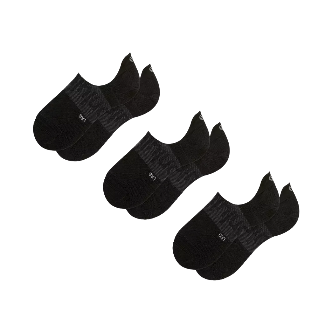 (W) 룰루레몬 파워 스트라이드 노쇼 삭스 블랙 (3개입)((W) Lululemon Power Stride No-Show Sock Black (3 Pack))