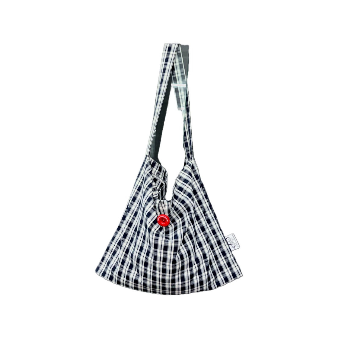 스컬프터 버튼 에코백 블루 체크(Sculptor Button Eco Bag Blue Check)