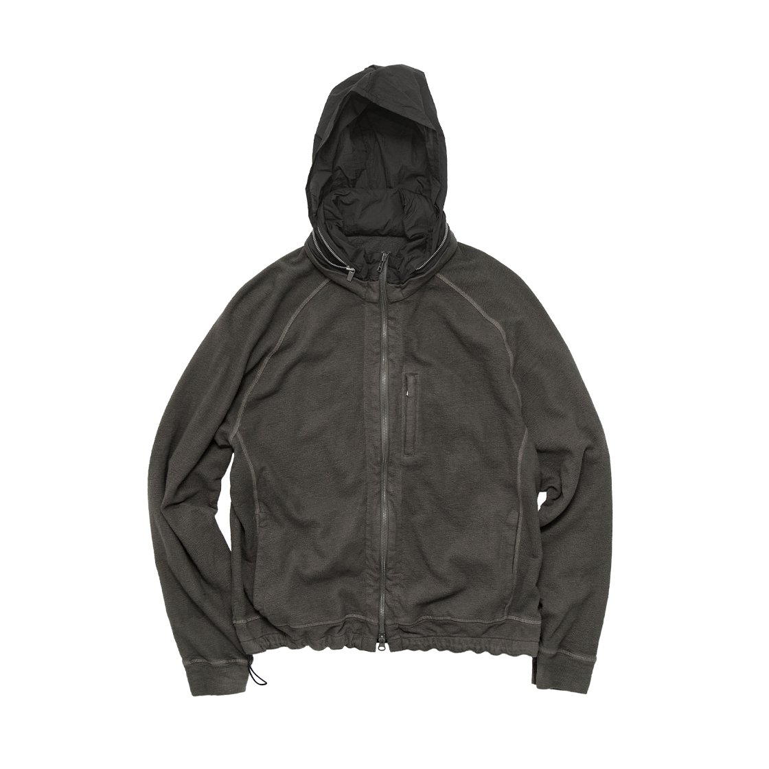 폴리테루 러프셋 집업 (도킹 후디드) 카키(Polyteru Rough Set Zip Up (Docking Hooded) Khaki) - 1