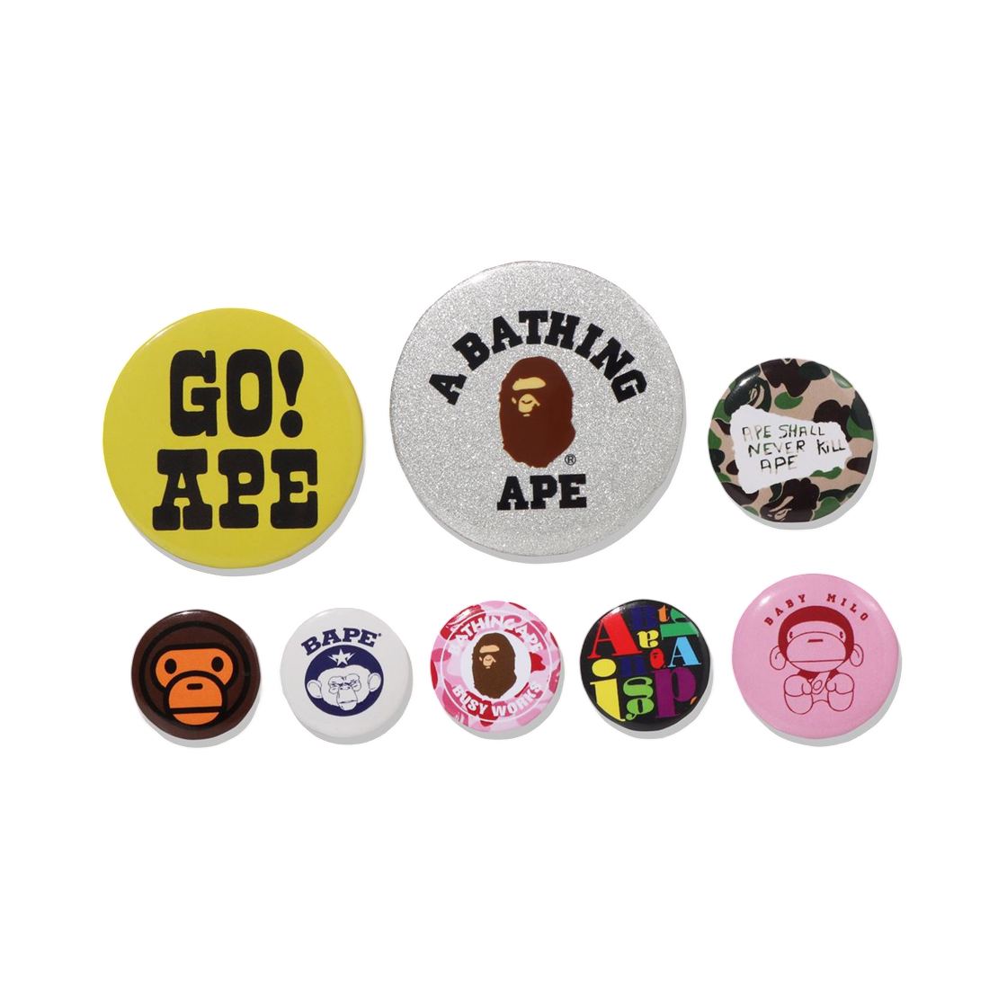 베이프 멀티 로고 뱃지 세트 핑크(BAPE Multi Logo Badge Set Pink) - 1