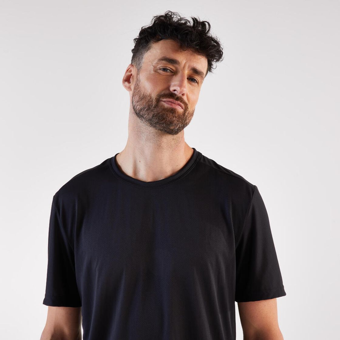 데카트론 남성 러닝 반팔 티 런 100 스모크 블랙(DECATHLON Men’s Running Short-Sleeved T-Shirt Run 100 Smoke Black) - 4