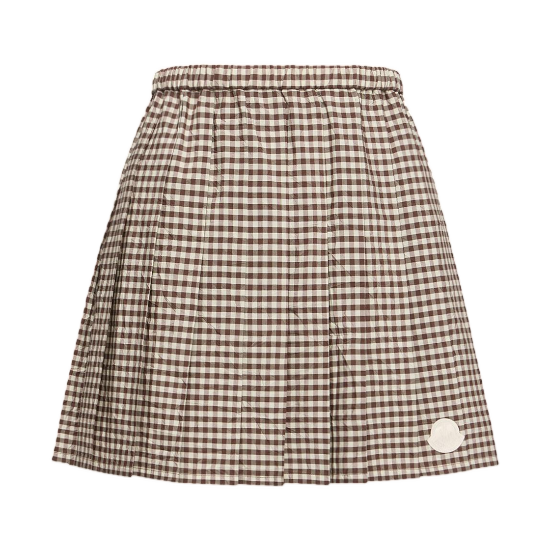 L1-093-2D00020-599DI-F02 (W) Moncler Vichy Cotton Blend Pleated Mini Skirt White And Brown White Brown - 26SS