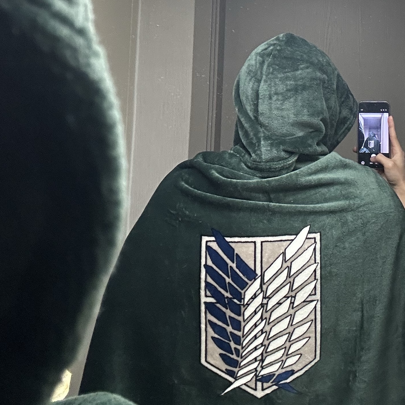 Frank Burger × Attack On Titan Scouting Legion Cloak Blanket, Apple AirPods Pro 2nd Gen (Korean Ver.) 착용 스타일 - 2