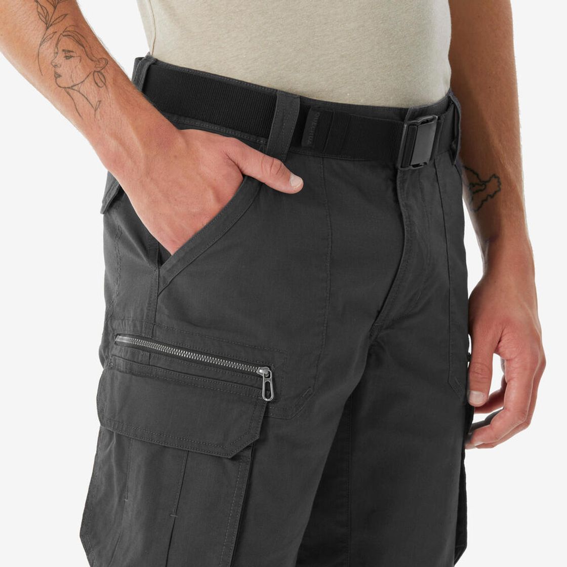 데카트론 남성 하이킹 카고 버뮤다 반바지 NH500 카본 그레이(DECATHLON Men's Hiking Cargo Bermuda Shorts NH500 Carbon Grey) - 6