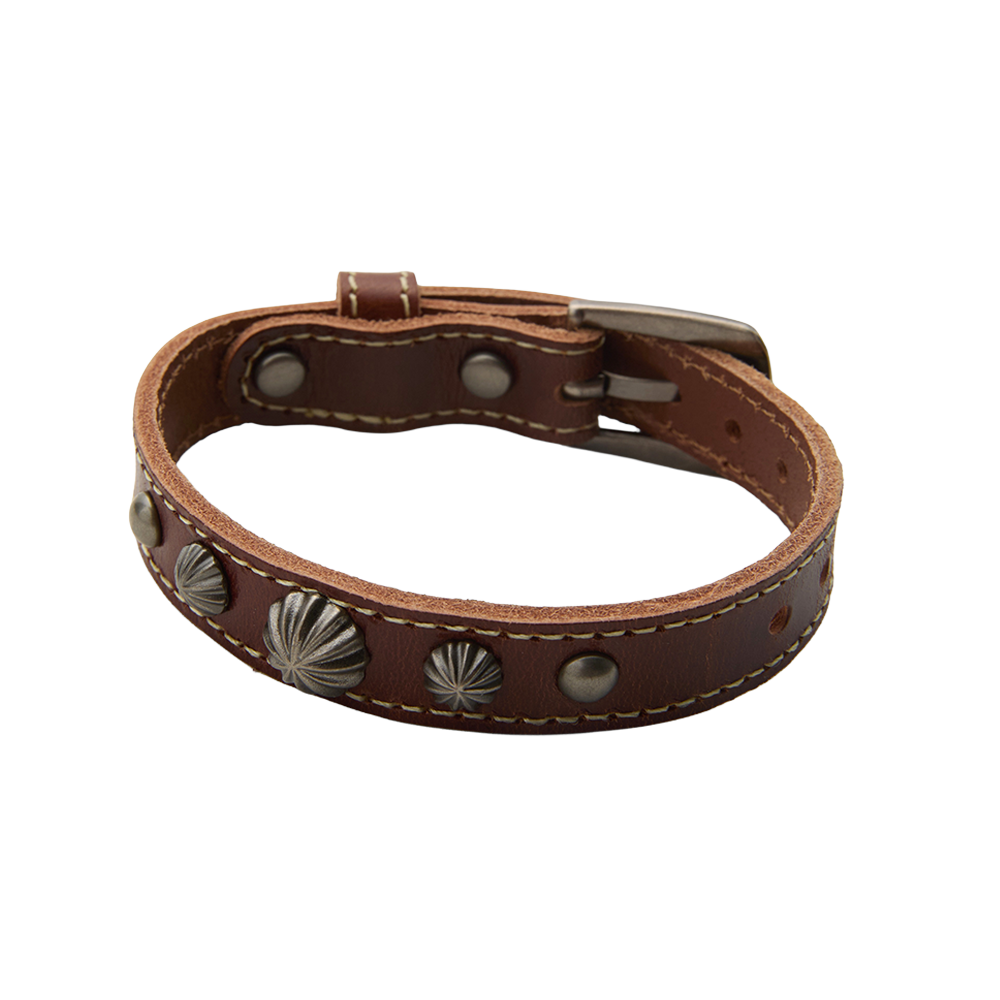 오가프 카우 레더 스터드 브레이슬릿 브라운(Ogarp Cow Leather Stud Bracelet Brown)