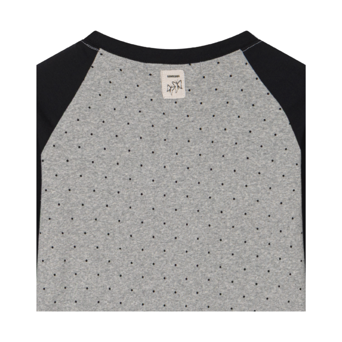 구월십일 도트 라그랑 하트 티셔츠 블랙 그레이(Guwolsibil Dot Raglan Heart Top Black Grey) - 4
