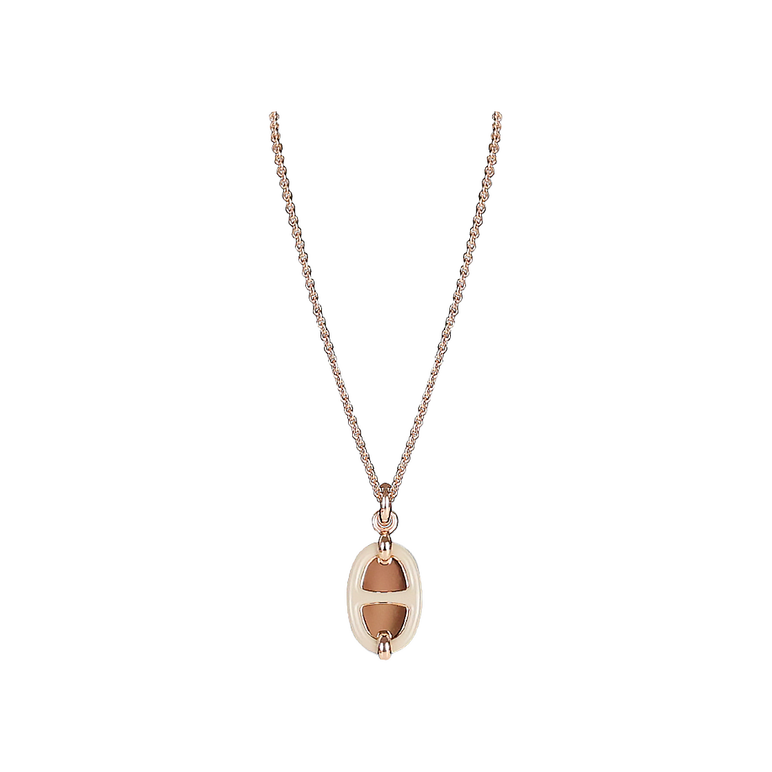 에르메스 Mini Maillon 펜던트 네크리스 마롱 글라세 로즈골드 H100053FO55(Hermes Mini Maillon Pendant Necklace in Glazed Chestnut Rose Gold H100053FO55) - 1