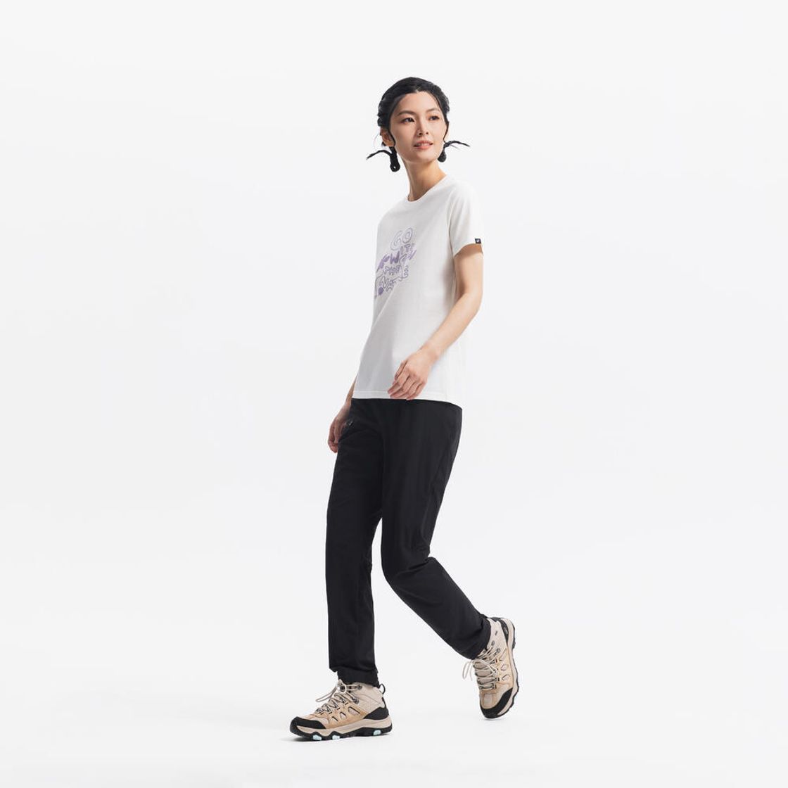 데카트론 여성 하이킹 반팔 티 NH500 코튼 화이트(DECATHLON Women's Hiking Short-Sleeved T-Shirt NH500 Cotton White) - 6
