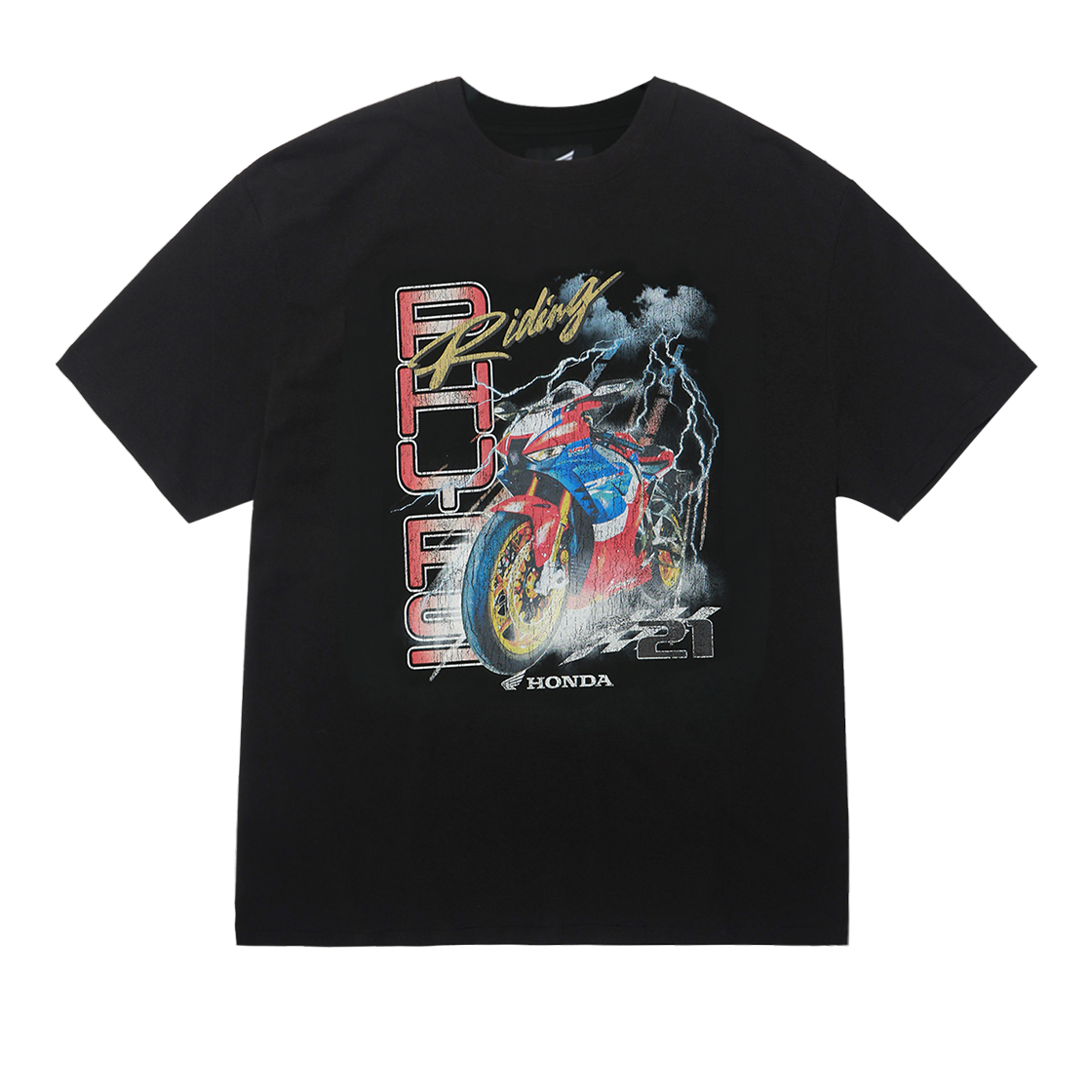 혼다 CBR1000RR 모터사이클 반팔 티셔츠 블랙(Honda CBR1000RR Motorcycle Short Sleeve Black) - 1
