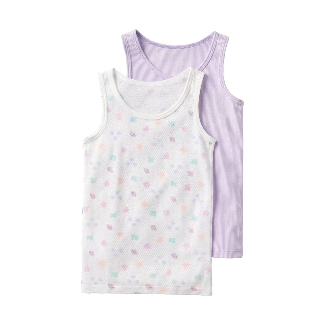 (키즈) 유니클로 프린티드 코튼 메쉬 베스트 탑 퍼플 (2 개입) - JP((Kids) Uniqlo Printed Cotton Mesh Vest Top Purple (2 Pack) - JP) - 1
