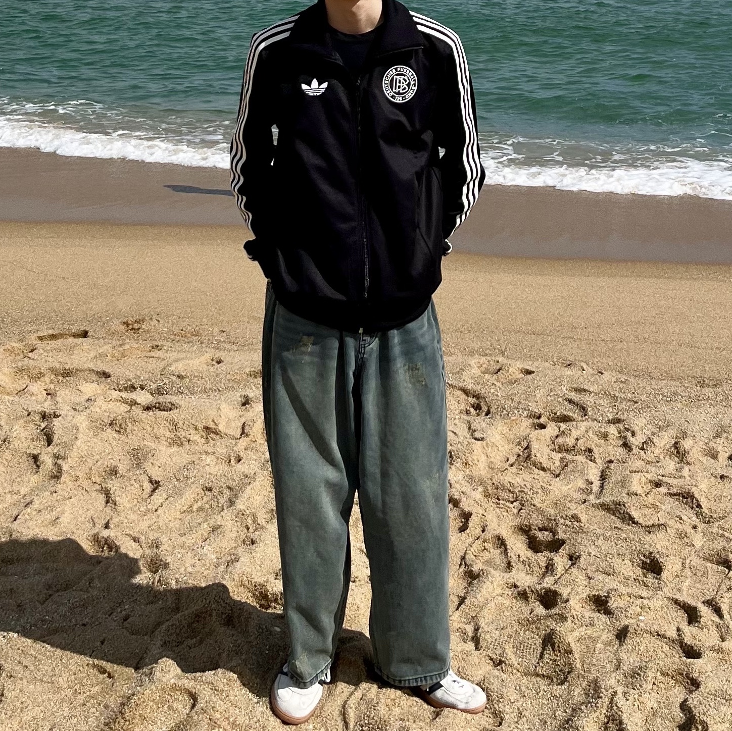 Adidas Germany 125th Anniversary Track Top Black - KR Sizing 착용 스타일
