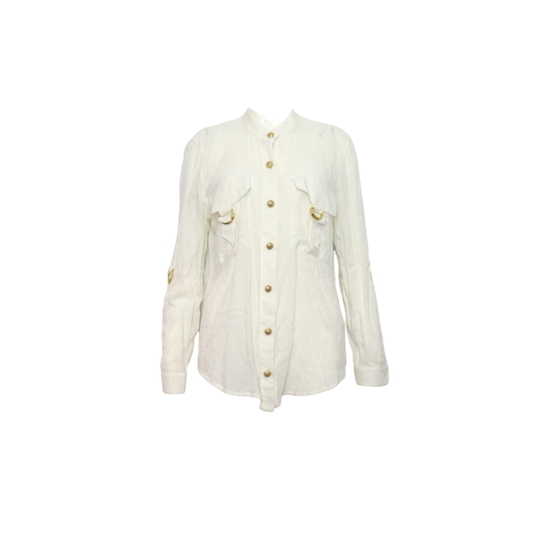 발망 화이트 코튼 금장 버튼 여성 블라우스 셔츠aa61713(Balmain White Cotton Gold Button Women's Blouse Shirt)
