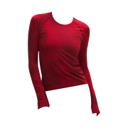 (W) Lululemon Lunar New Year Swiftly Tech Long-Sleeve Shirt 2.0 Waist Length Swirling Plumes Oxford Red Burgundy Bay