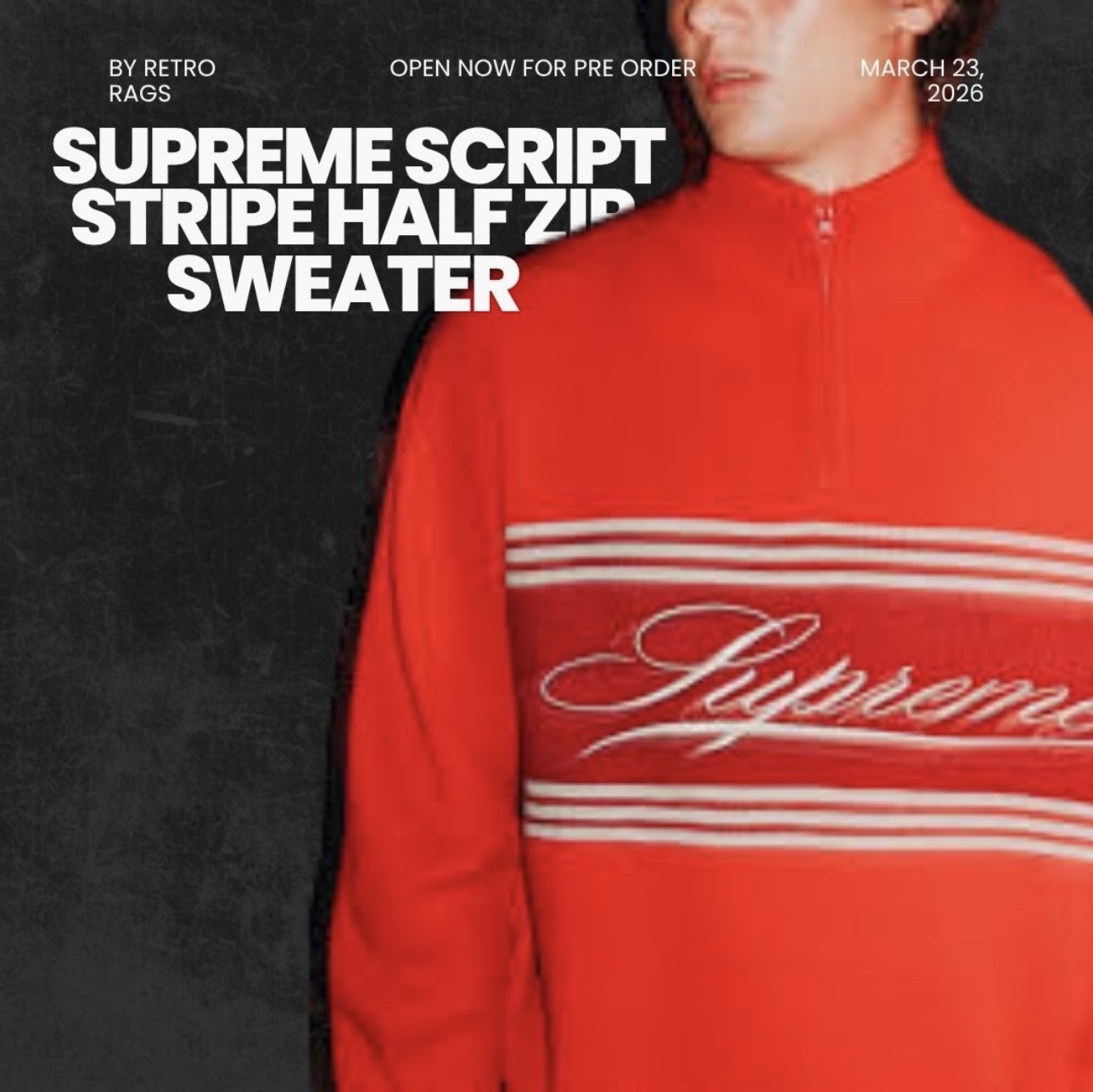 Supreme Script Stripe Half Zip Sweater Black - 25FW 착용 스타일