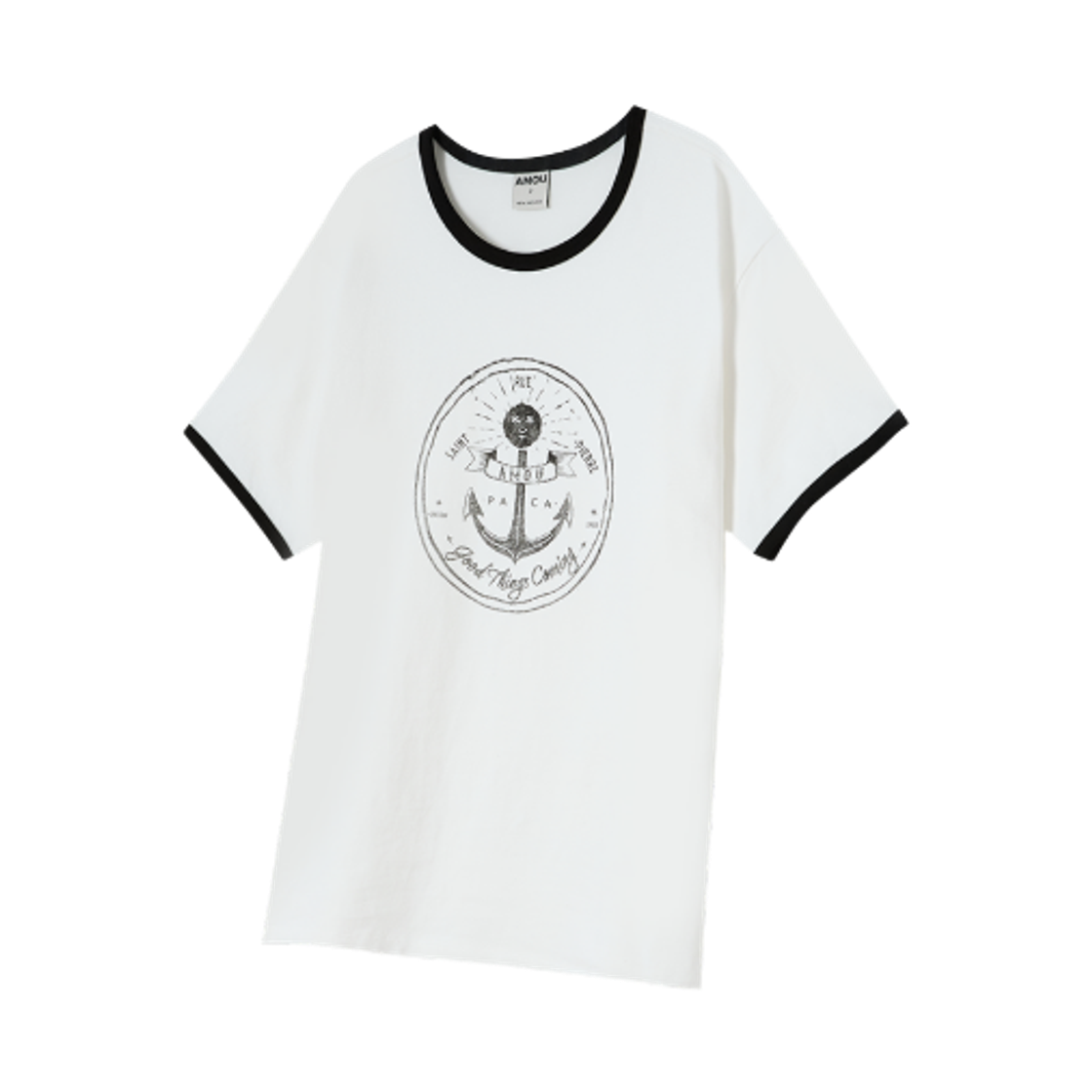 아모우 앵커 링거 티셔츠 화이트(AMOU Anchor Ringer T-Shirts White) - 1