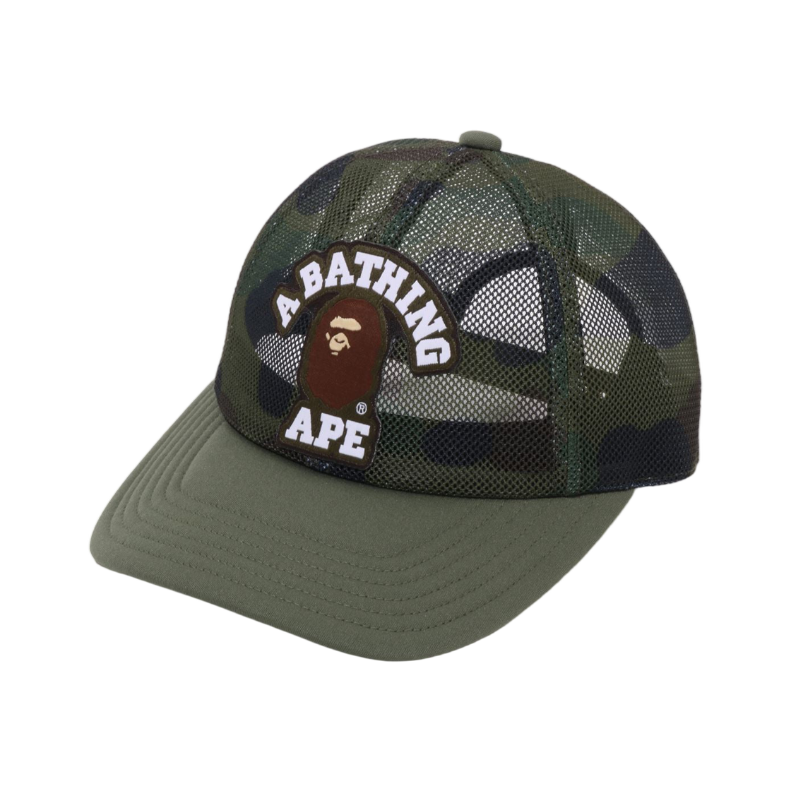 - BAPE 1st Camo College Patched Mesh Cap Green