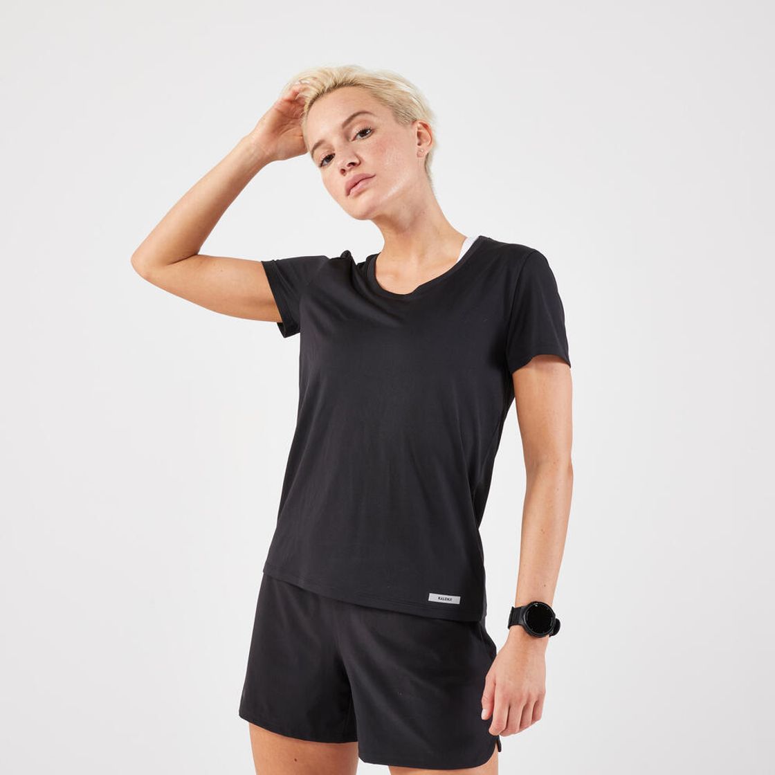 데카트론 여성 러닝 반팔 티 런 드라이 100 스모크 블랙(DECATHLON Women's Running Short-Sleeved T-Shirt Run Dry 100 Smoke Black) - 5