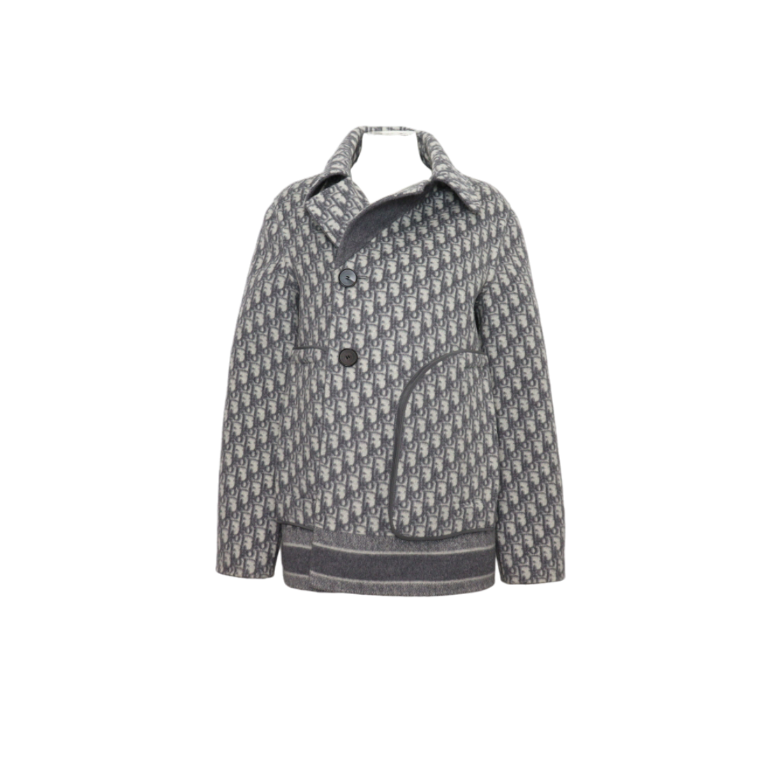 IT5A7CEVPIVR Dior Grey Oblique Reversible Women's Peacoat Jacket
