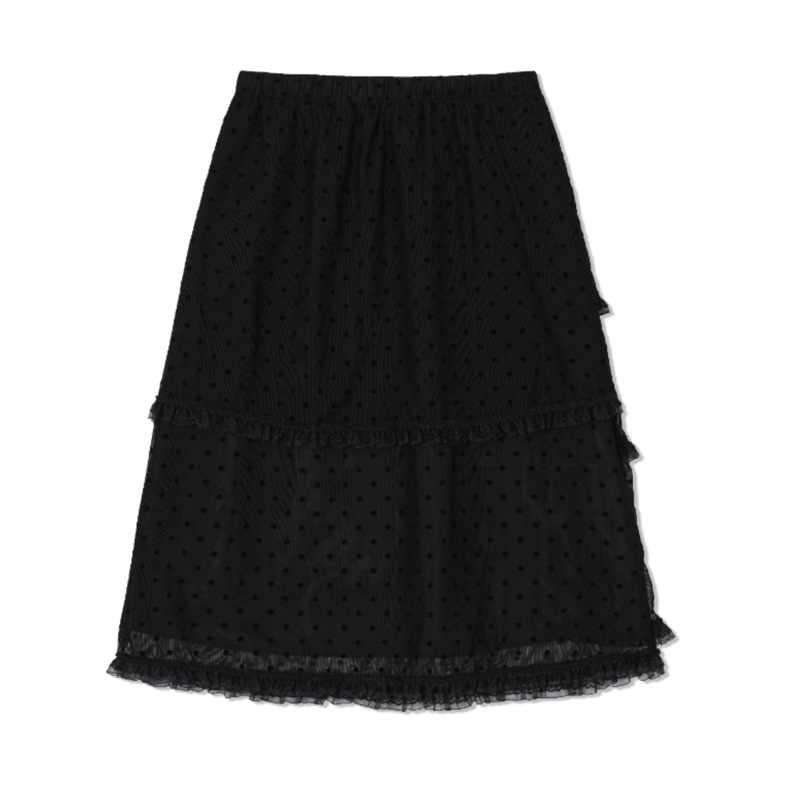 구월십일 4단 티어드 레이스 스커트 블랙(Guwolsibil Four-Tiered Lace Skirt Black) - 2