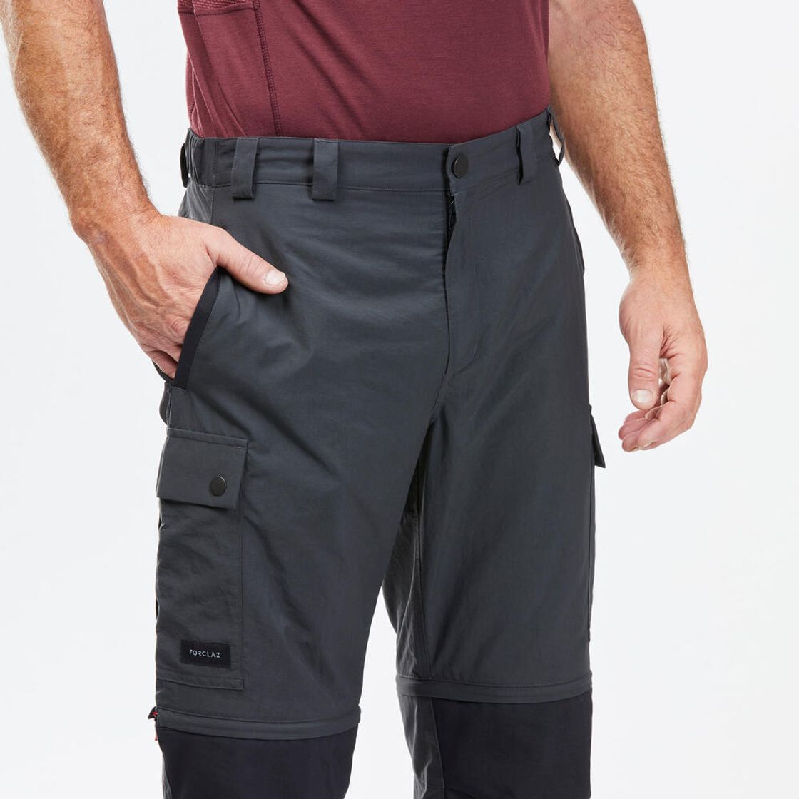 데카트론 남성 백패킹 투인원 집오프 바지 MT100 카본 그레이(DECATHLON Men's Backpacking 2-in-1 Zip-Off Trousers MT100 Carbon Grey) - 6
