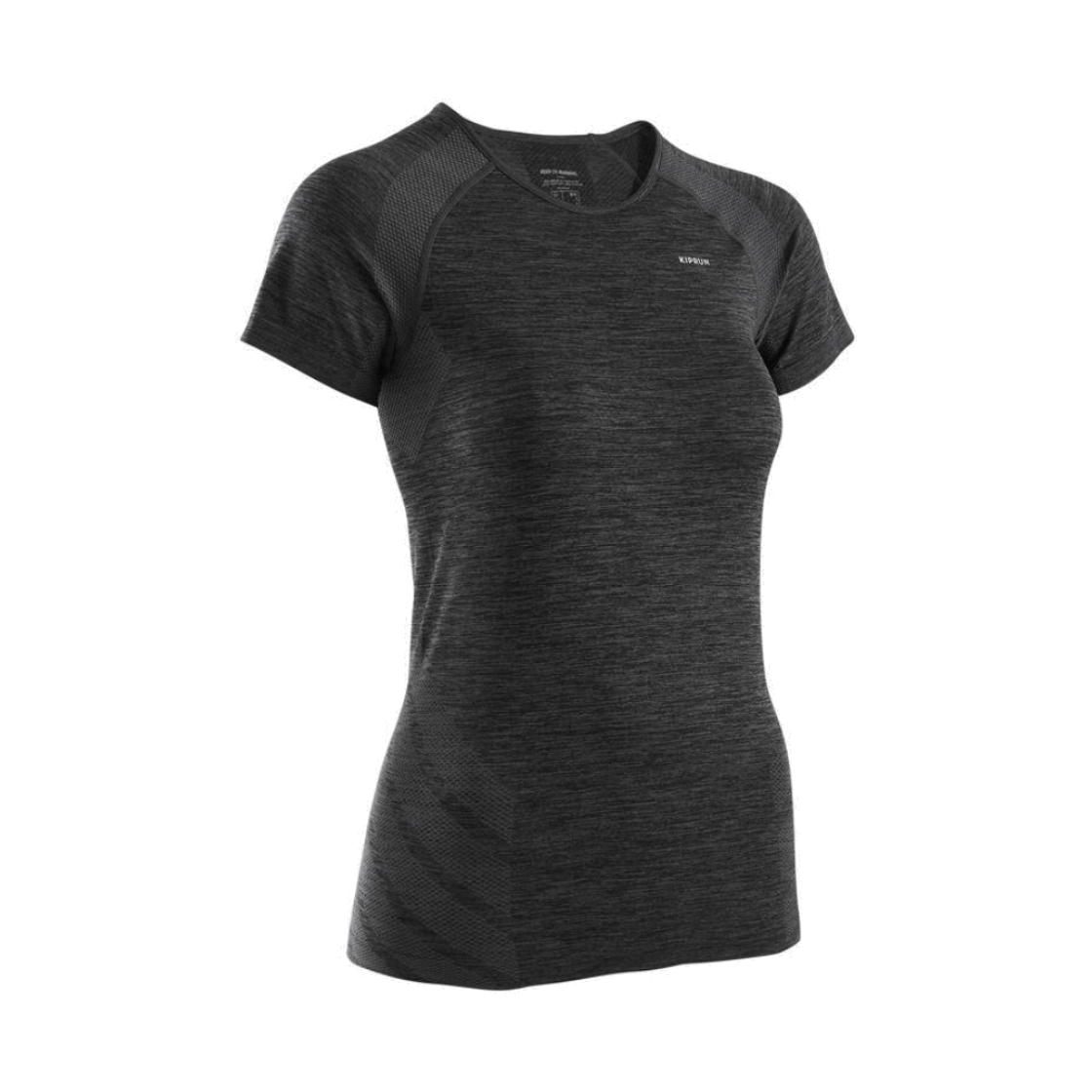 8831008 DECATHLON Women's Running Seamless Short-Sleeved T-Shirt Comfort Run 500 Smoke Black