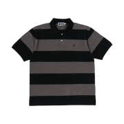 BAPE Milo One Point Stripe Relaxed Fit Polo Black