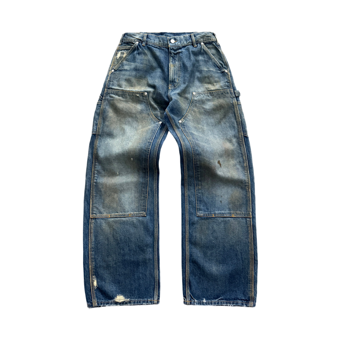 아킴보 클럽 디스트레스드 데님 더블 니 더티 워시(Akimbo Club Distressed Denim Double Knees Dirty Wash)