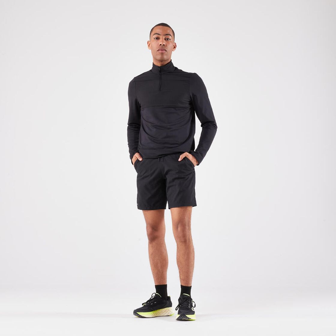 데카트론 남성 하프집 러닝 긴팔 티 런 웜 500 스모크 블랙(DECATHLON Men's Half-Zip Running Long-Sleeved T-Shirt Run Warm 500 Smoke Black) - 2