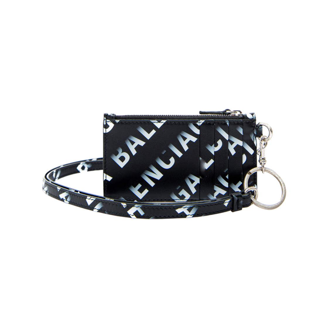 발렌시아가 그레이 그라디언트 로고 키링 스트랩 카드 케이스 블랙(Balenciaga Grey Gradient Logo Keyring Strap Card Case Black) - 2