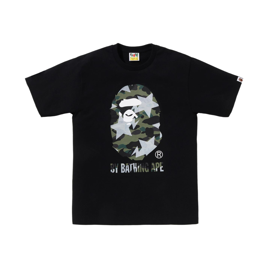 베이프 스타 오버 프린트 퍼스트 카모 바이 베이싱 에이프 티셔츠 블랙 그린(BAPE Sta Over Print 1st Camo By Bathing Ape T-Shirt Black Green) - 1