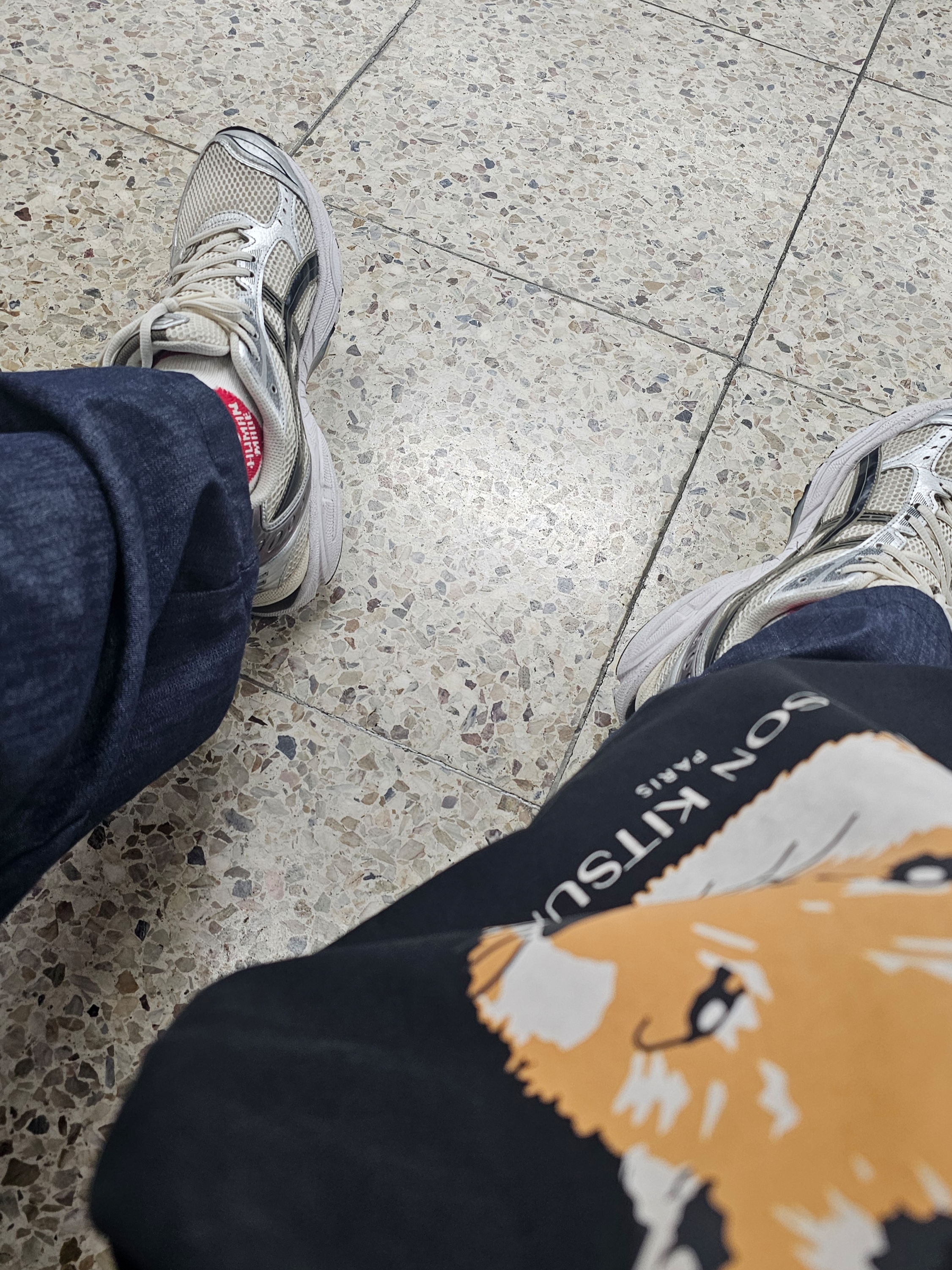 Human Made Short Heart Pattern Socks Red, Asics Gel-Kayano 14 Cream Black 착용 스타일