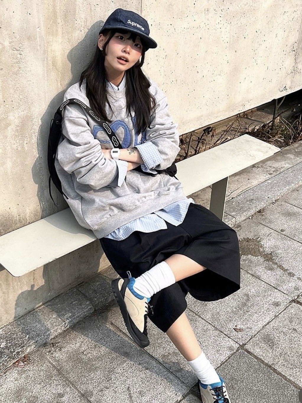 (W) Keen Jasper Rocks SP Sneakers Beige, Supreme Washed Chino Twill Camp Cap Indigo - 25SS 착용 스타일 - 1