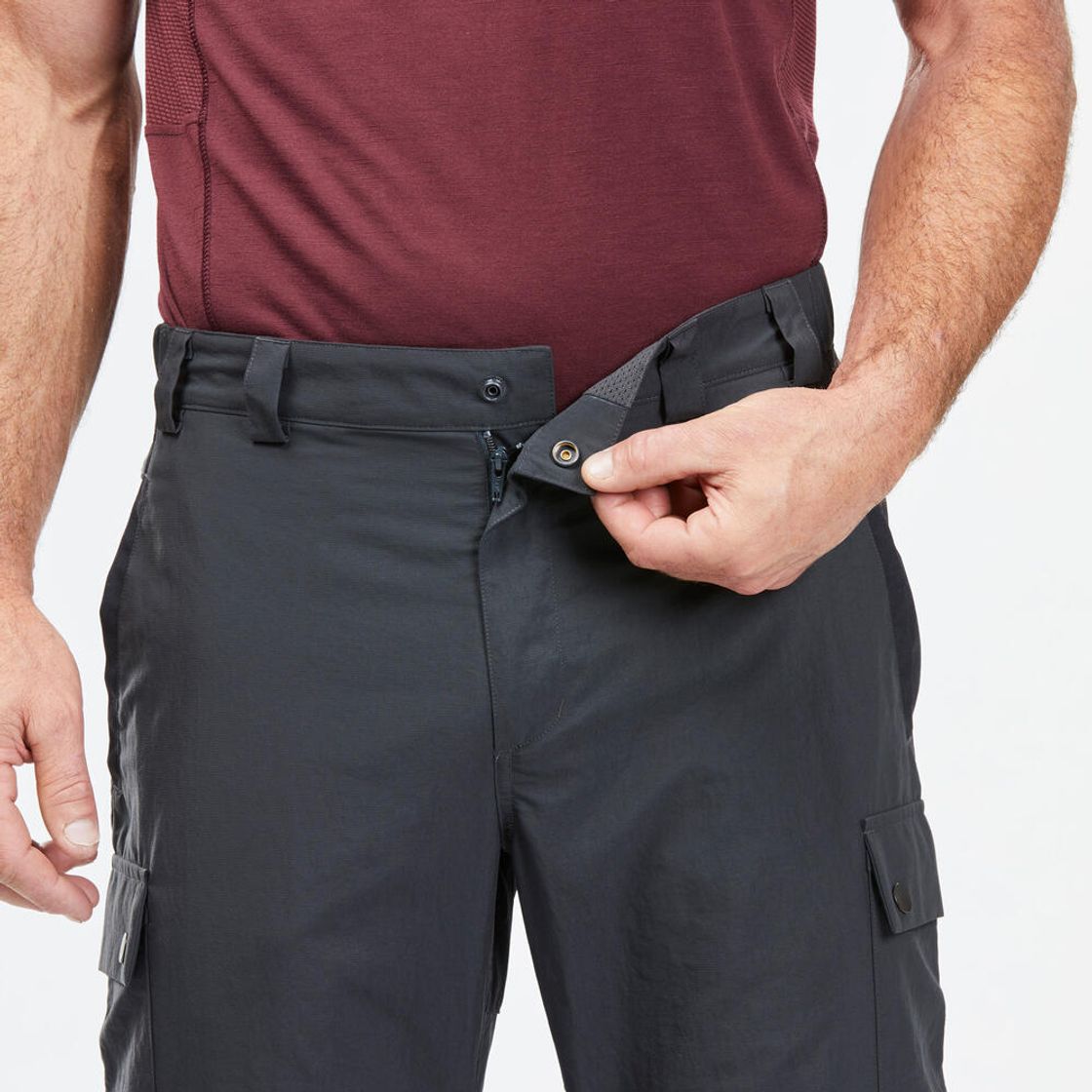 데카트론 남성 백패킹 투인원 집오프 바지 MT100 카본 그레이(DECATHLON Men's Backpacking 2-in-1 Zip-Off Trousers MT100 Carbon Grey) - 5