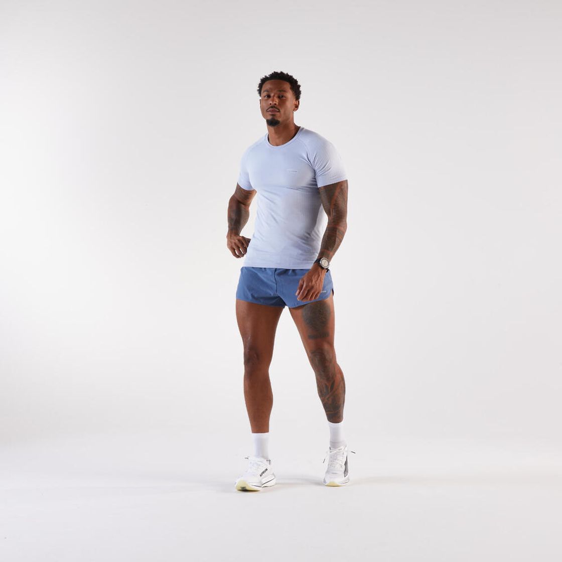 데카트론 남성 3인치 러닝 쇼츠 스플릿 500 브리프 내장 다크 블루(DECATHLON Men's 3-inch Running Shorts Split 500 with Liner Dark Blue) - 3