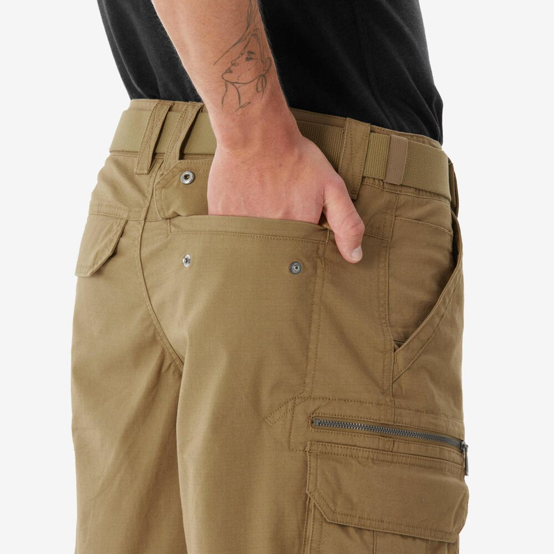 데카트론 남성 하이킹 카고 버뮤다 반바지 NH500 브론즈 브라운(DECATHLON Men's Hiking Cargo Bermuda Shorts NH500 Bronze Brown) - 5