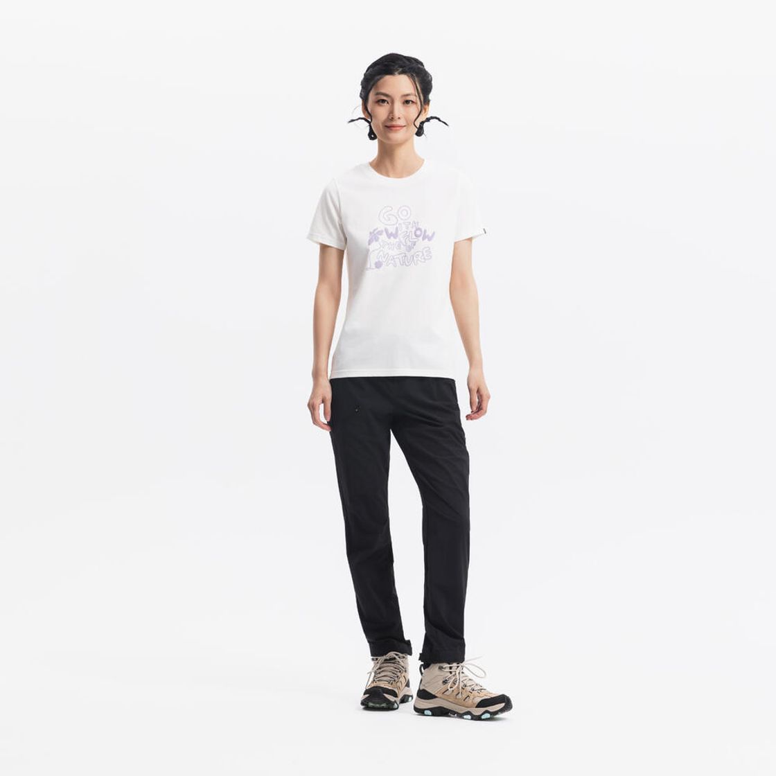 데카트론 여성 하이킹 반팔 티 NH500 코튼 화이트(DECATHLON Women's Hiking Short-Sleeved T-Shirt NH500 Cotton White) - 3