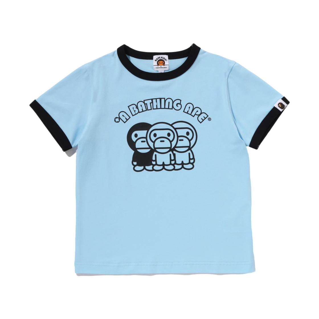 (키즈) 베이프 베이비 마일로 트림 티셔츠 삭스((Kids) BAPE Baby Milo Trim T-Shirt Sax)
