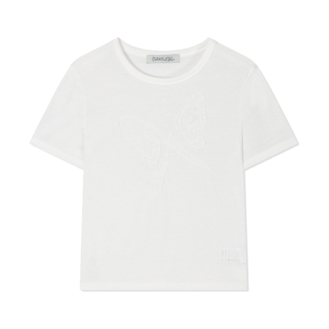 26012603000202 Guwolsibil Lace Patch Short-Sleeved Top White
