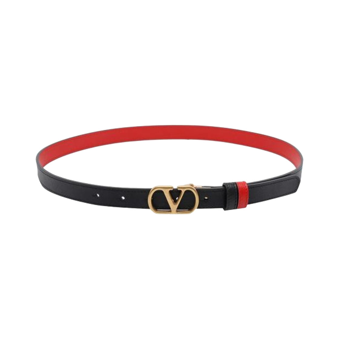 (W) 발렌티노 브이로고 시그니쳐 벨트 블랙 레드((W) Valentino Vlogo Signature Belt Black Red) - 1