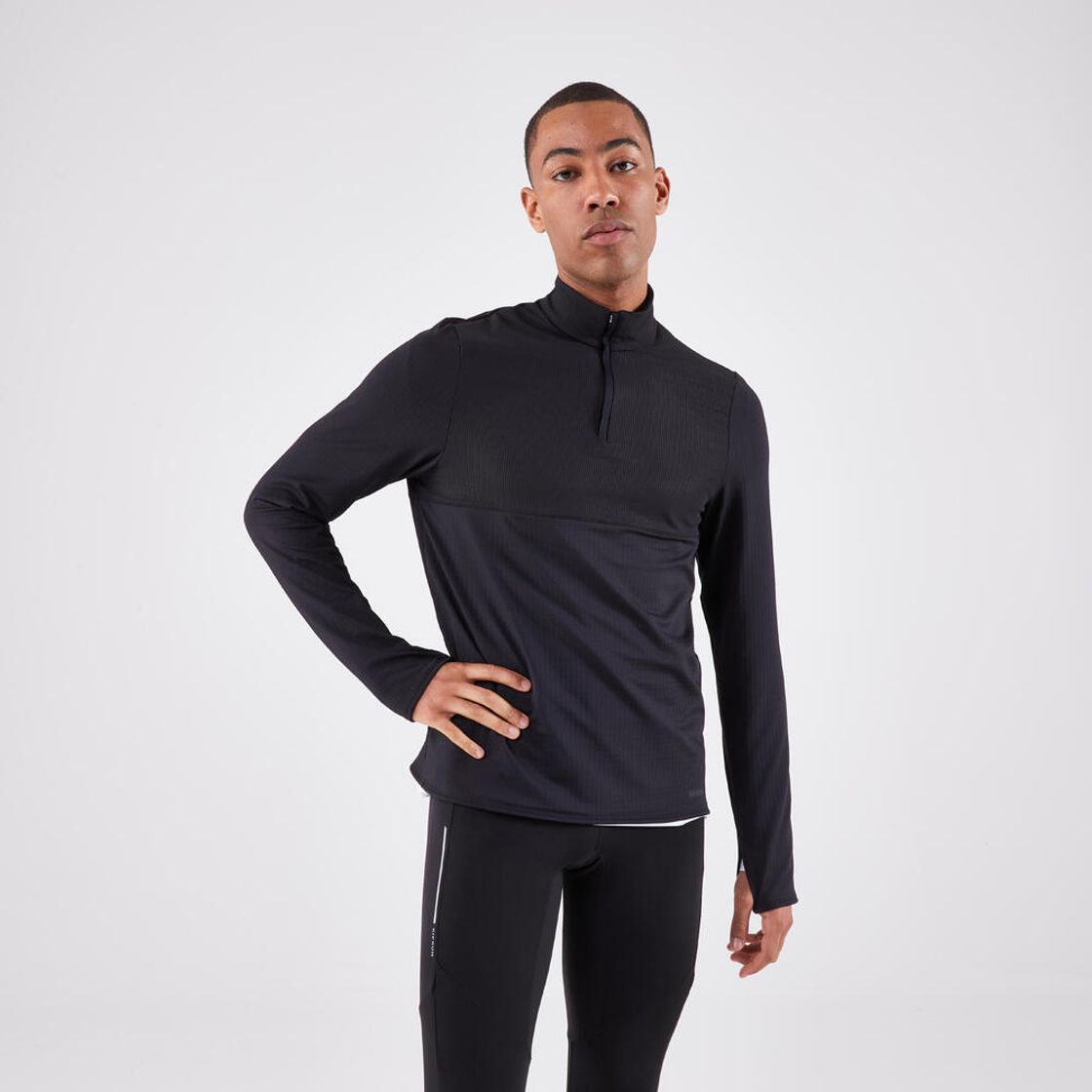 데카트론 남성 하프집 러닝 긴팔 티 런 웜 500 스모크 블랙(DECATHLON Men's Half-Zip Running Long-Sleeved T-Shirt Run Warm 500 Smoke Black) - 4