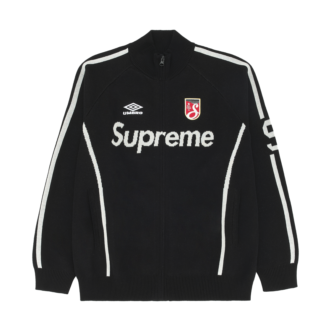 슈프림 x 엄브로 집업 스웨터 블랙 - 25SS(Supreme x Umbro Zip Up Sweater Black - 25SS)