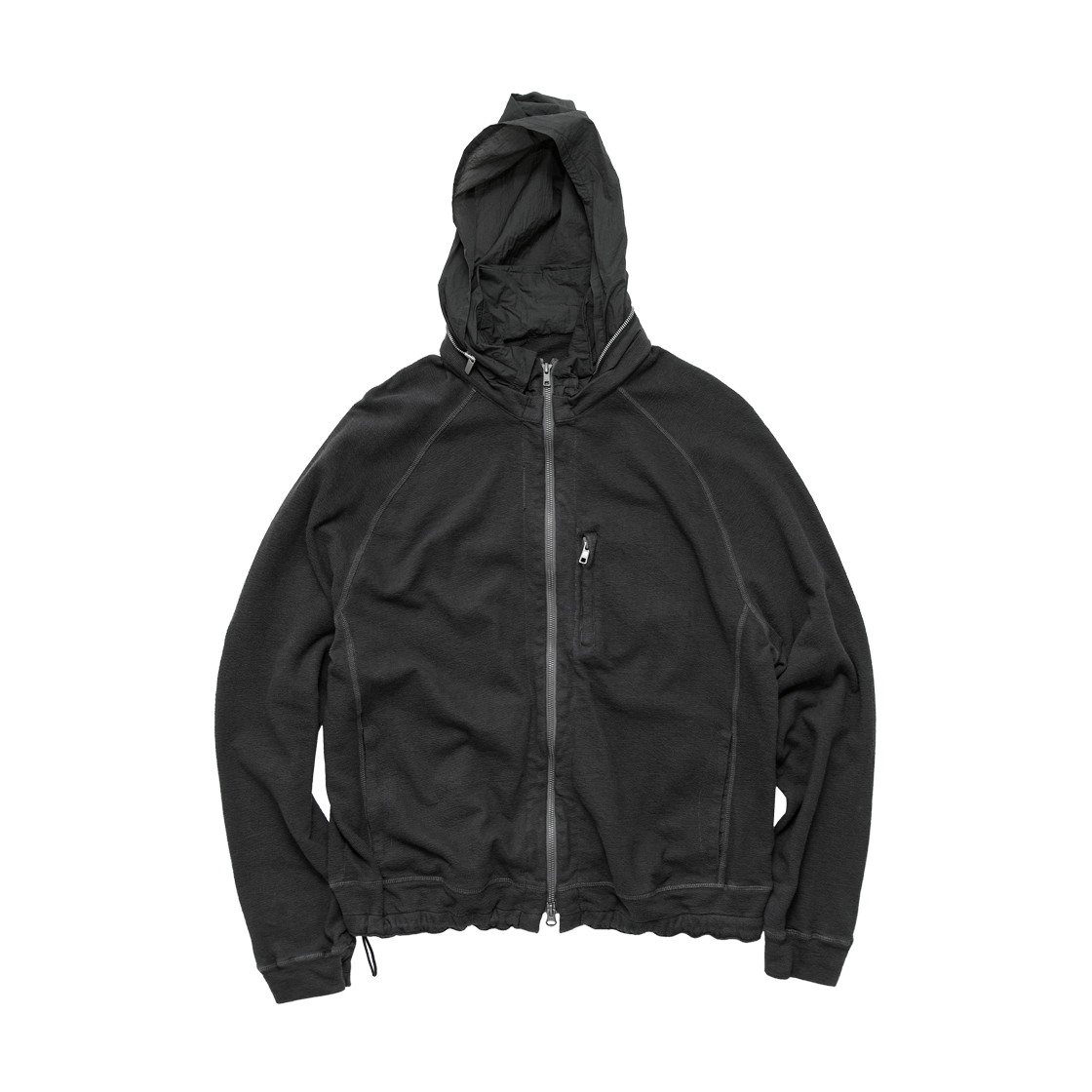 폴리테루 러프셋 집업 (도킹 후디드) 다크 차콜(Polyteru Rough Set Zip Up (Docking Hooded) Dark Charcoal)