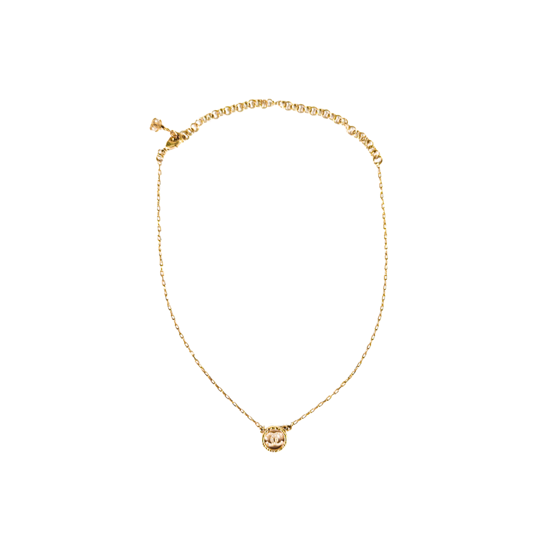 샤넬 여성 CC로고 체인 라운드 크리스탈 펜던트 목걸이 골드 AB9046(Chanel Women CC Logo Chain Round Crystal Pendant Necklace Gold) - 1