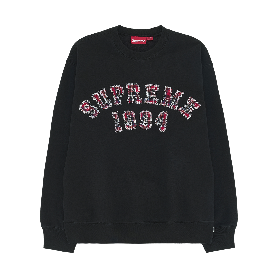 슈프림 플레이드 아크 크루넥 블랙 - 26SS