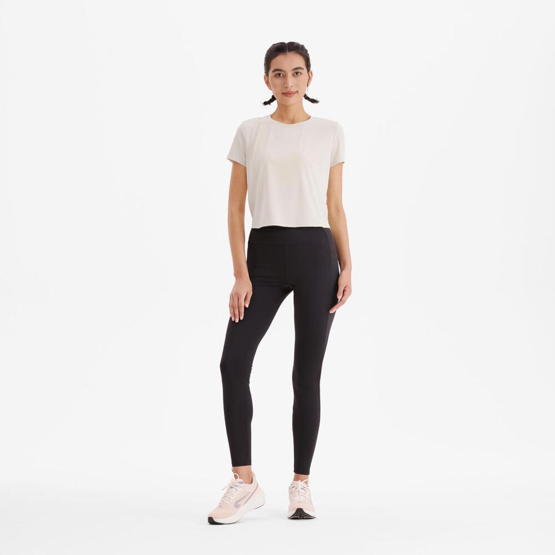 데카트론 여성 러닝 크롭 반팔 티 런 드라이 500 린넨 베이지(DECATHLON Women's Running Crop Short-Sleeved T-Shirt Run Dry 500 Linen Beige) - 4