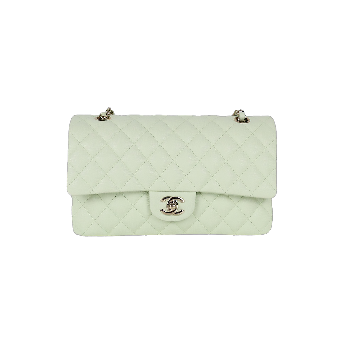 ITLPV5RUTBU2 Chanel Classic Medium Mint Champagne Gold