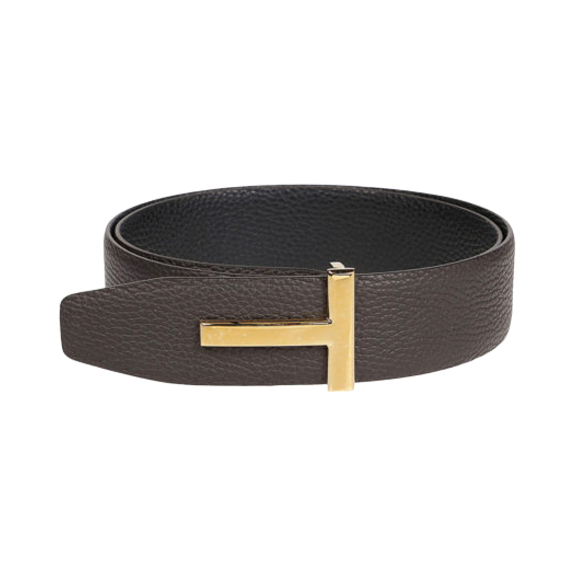 TB178T-LCL050-C7906 Tom Ford Gold T Buckle Reversible Belt Brown Black