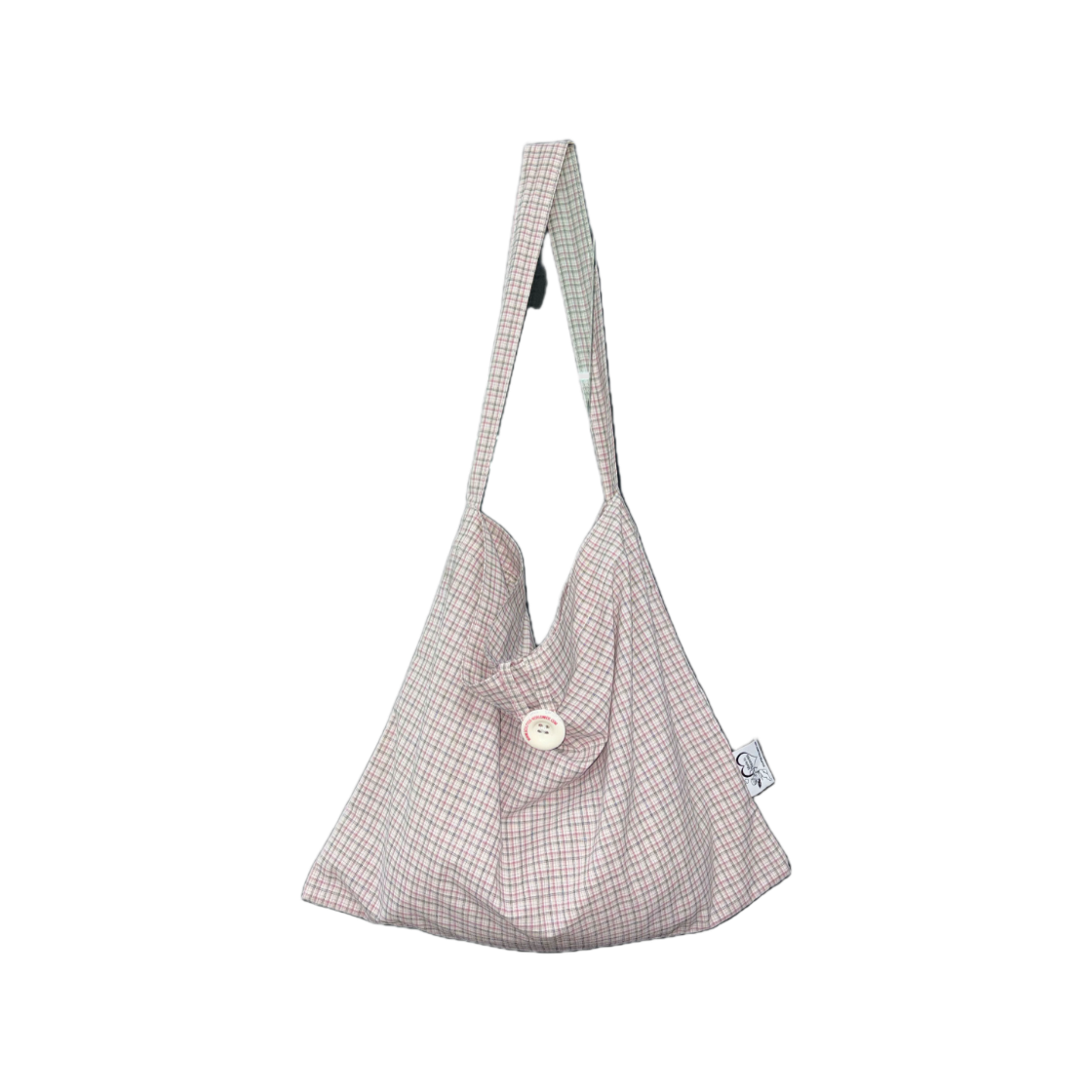 스컬프터 버튼 에코백 핑크 체크(Sculptor Button Eco Bag Pink Check)